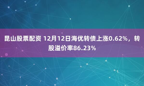 昆山股票配资 12月12日海优转债上涨0.62%，转股溢价率86.23%