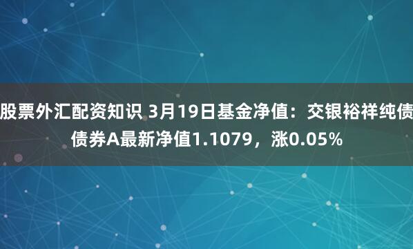 股票外汇配资知识 3月19日基金净值：交银裕祥纯债债券A最新净值1.1079，涨0.05%