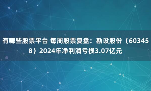 有哪些股票平台 每周股票复盘：勘设股份（603458）2024年净利润亏损3.07亿元