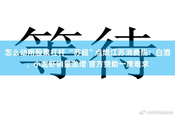 怎么动用股票杠杆 “苏超”点燃江苏消费热：白酒、小龙虾销量激增 官方赞助一席难求